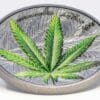 2021 Cannabis Sativa Leaf 1oz Silver Black Proof Coin Tilted Reverse View