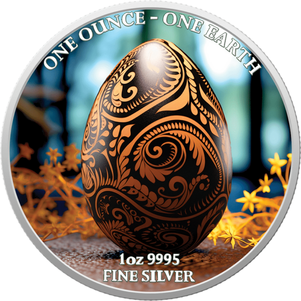 2022 $1 Earth Easter Egg 1oz Silver Coin Reverse View