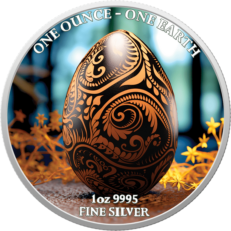 2022 $1 Earth Easter Egg 1oz Silver Coin Reverse View