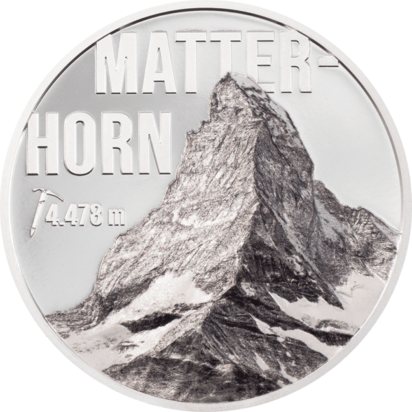 2022 $10 Matterhorn 2oz Silver Proof Coin Reverse View