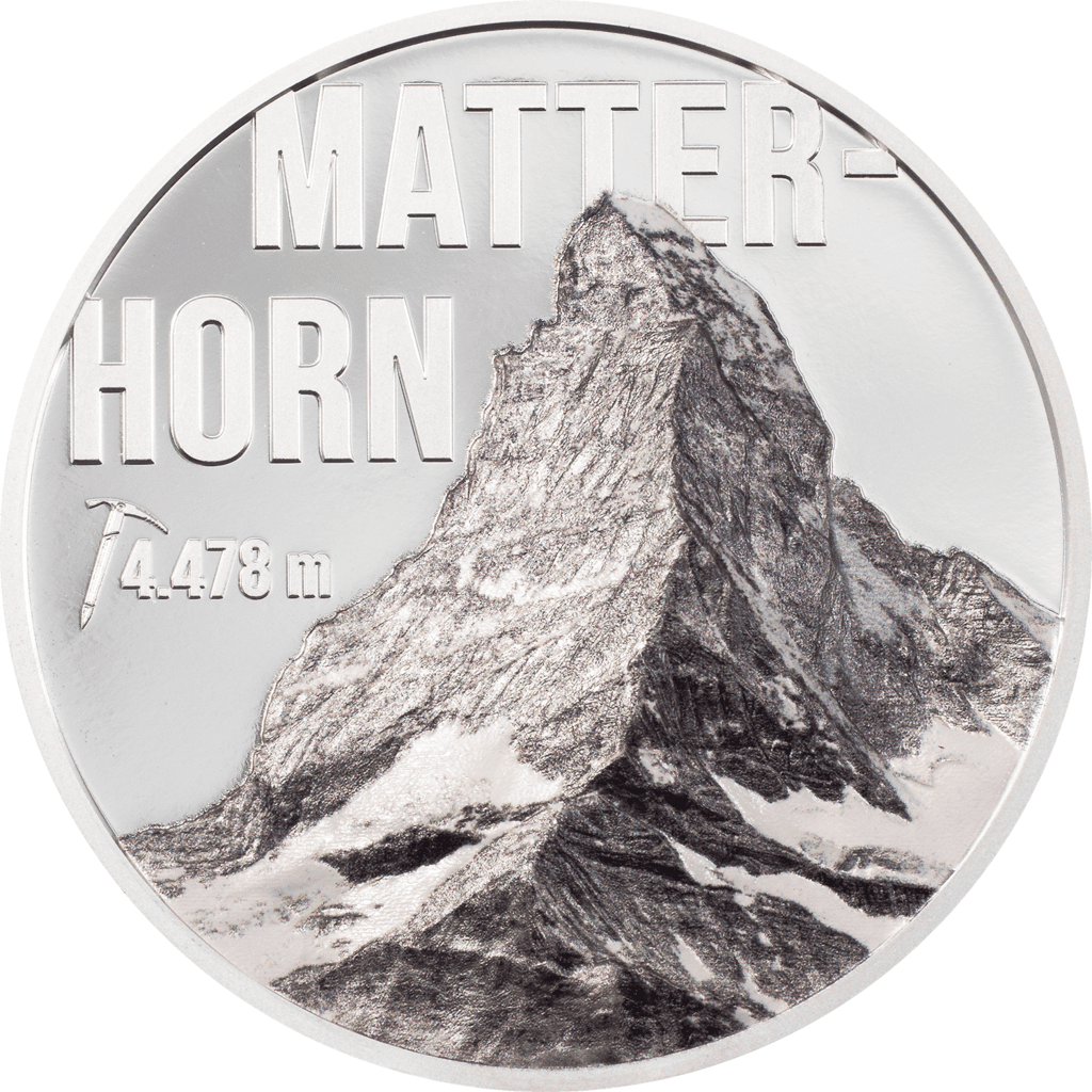2022 $10 Matterhorn 2oz Silver Proof Coin Reverse View