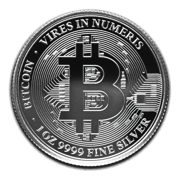 2022 $2 Bitcoin 1oz Silver BU Coin - Reverse View