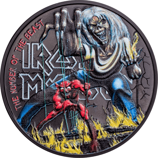 2022 $5 Iron Maiden Number of The Beast 1oz Silver Coin Reverse View