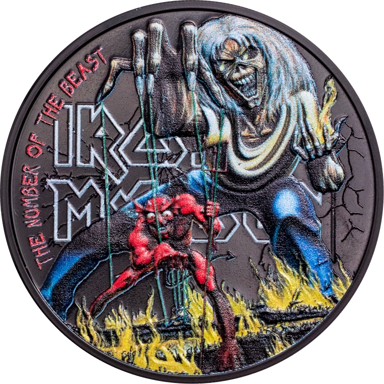2022 $5 Iron Maiden Number of The Beast 1oz Silver Coin Reverse View