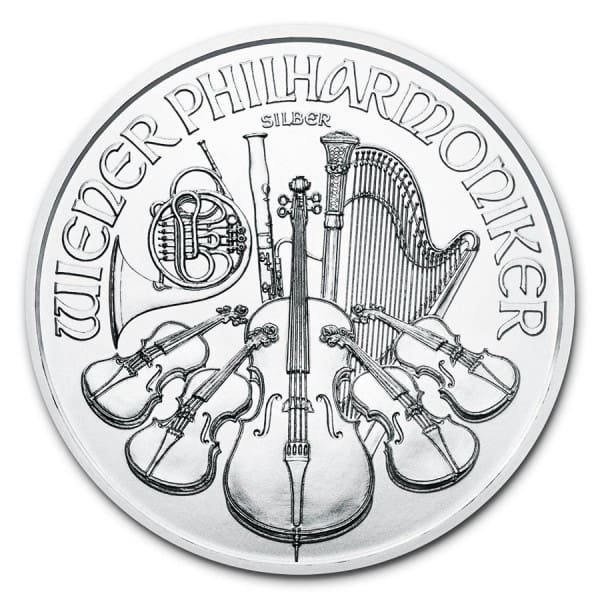 2022 €1.5 Austrian Silver Philharmonic 1oz BU Coin - Reverse View