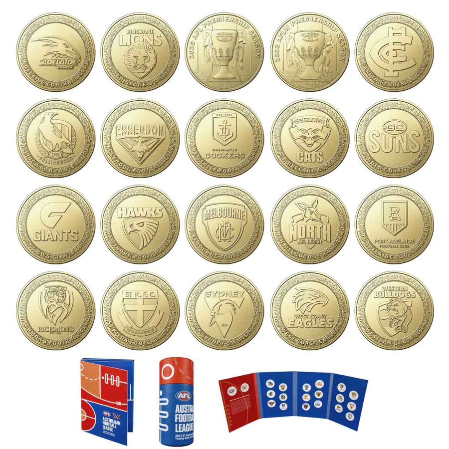 2023 $1 Australian Football League Tube & Folder Coin Set - Overview of Coins and Folder