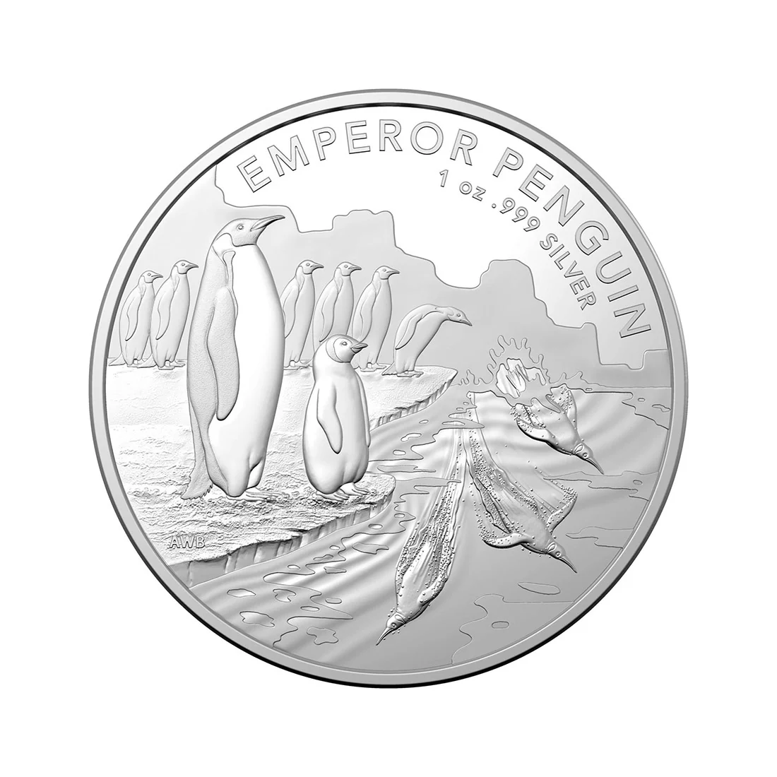2023 $1 Emperor Penguin 1oz Silver BU Coin Reverse View