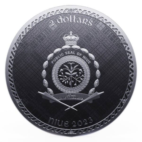 2023 $2 Scottish Unicorn - Heraldic Series 1oz Silver BU Coin Obverse View