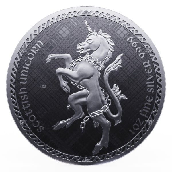 2023 $2 Scottish Unicorn - Heraldic Series 1oz Silver BU Coin Reverse View