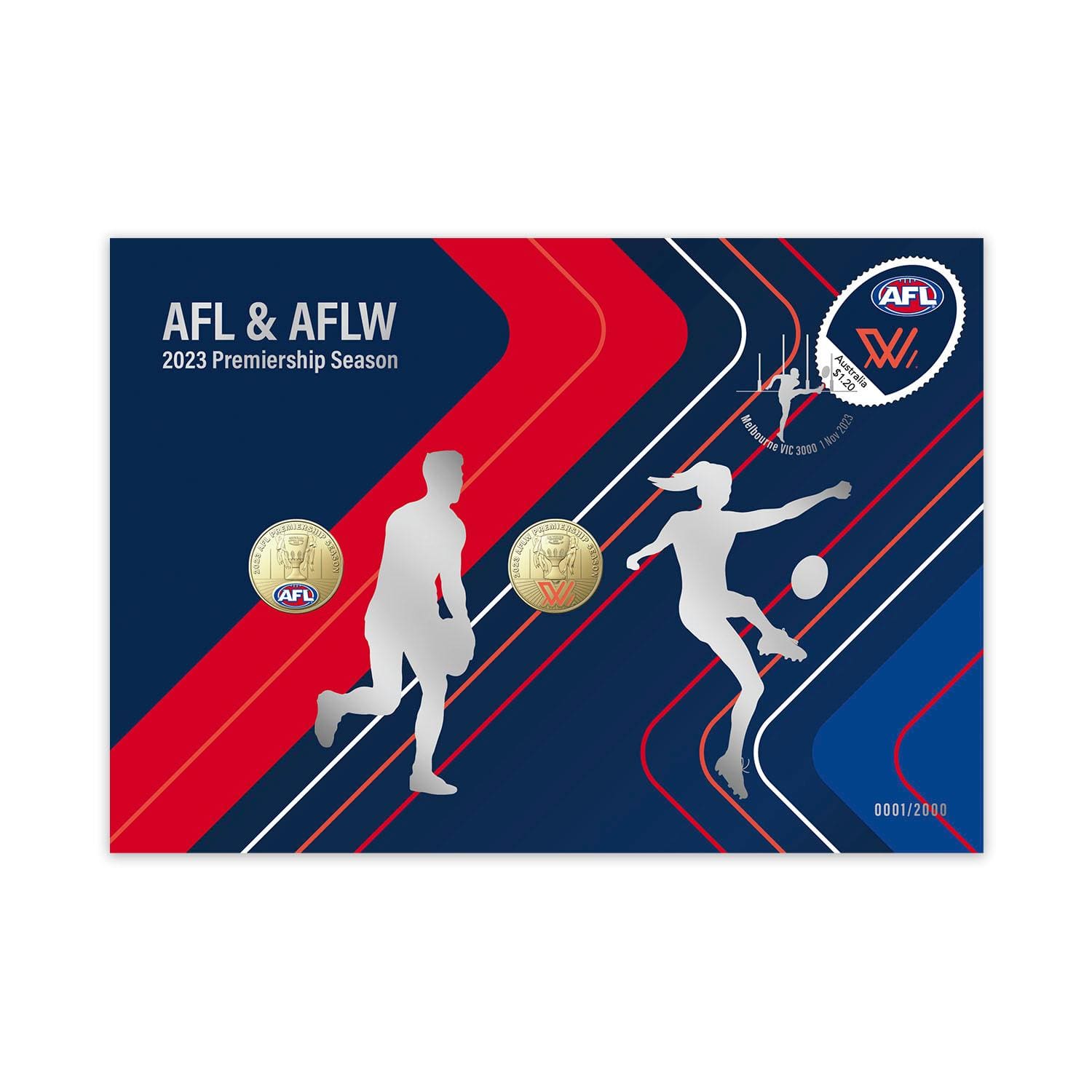 2023 AFL & AFLW Limited-Edition PNC with Colourised Coins Front of Cover