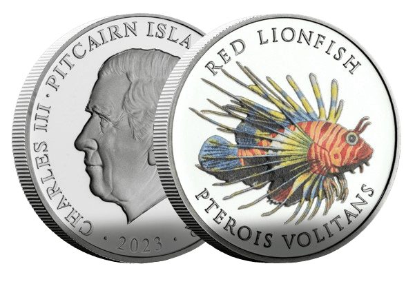 2023 Red Lionfish - Marine Life 1oz Silver Coloured Proof Coin - Overview