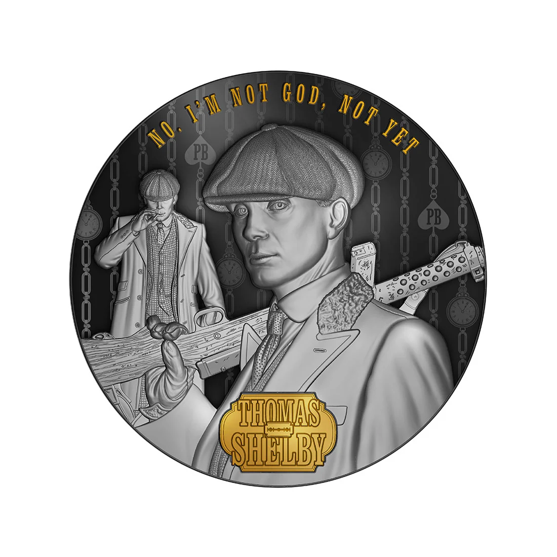 2023 Thomas Shelby - Peaky Blinders 2oz Silver Gilded Coin Reverse View