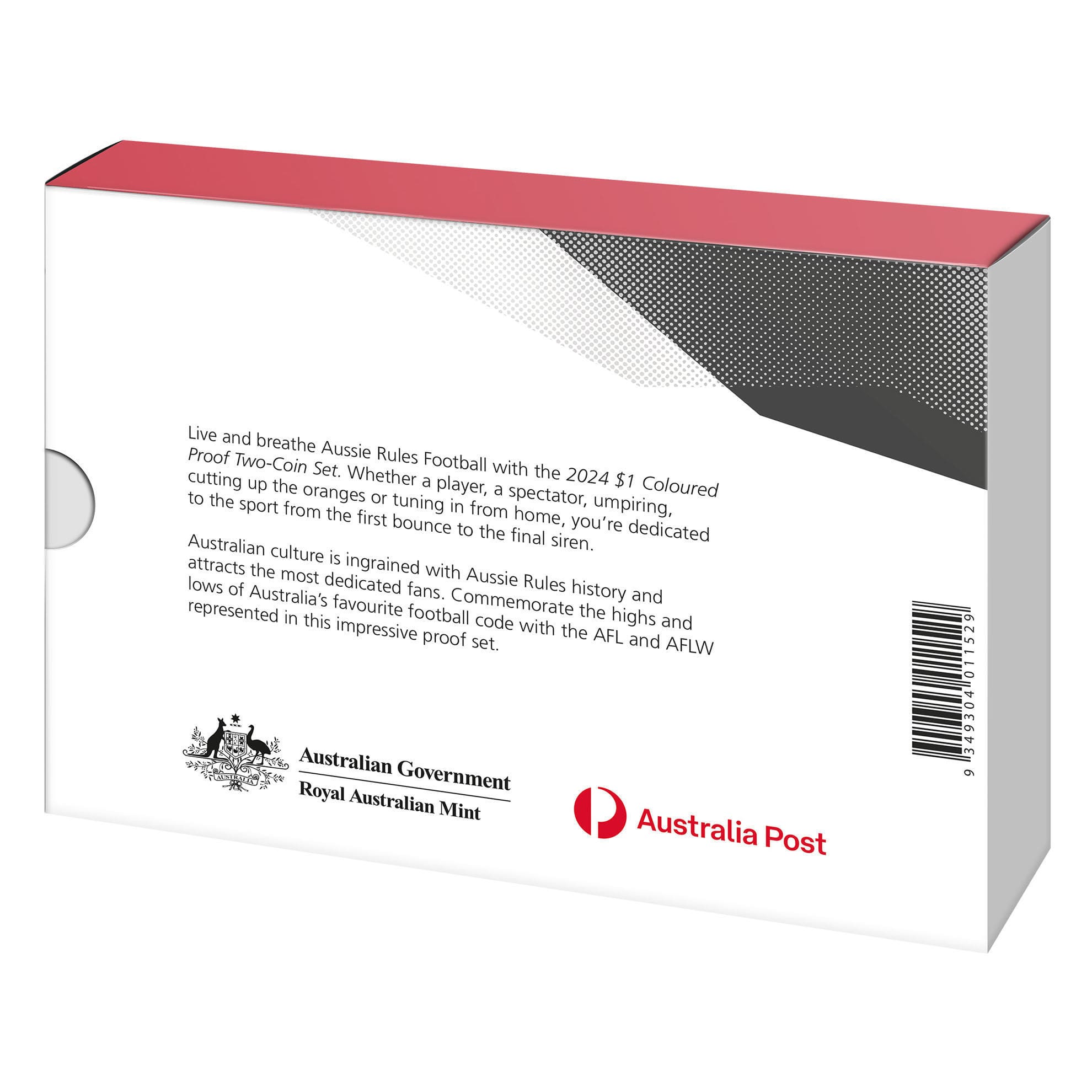 2024 $1 Australian Football League Coloured Proof 2 Coin Set - Back of Box