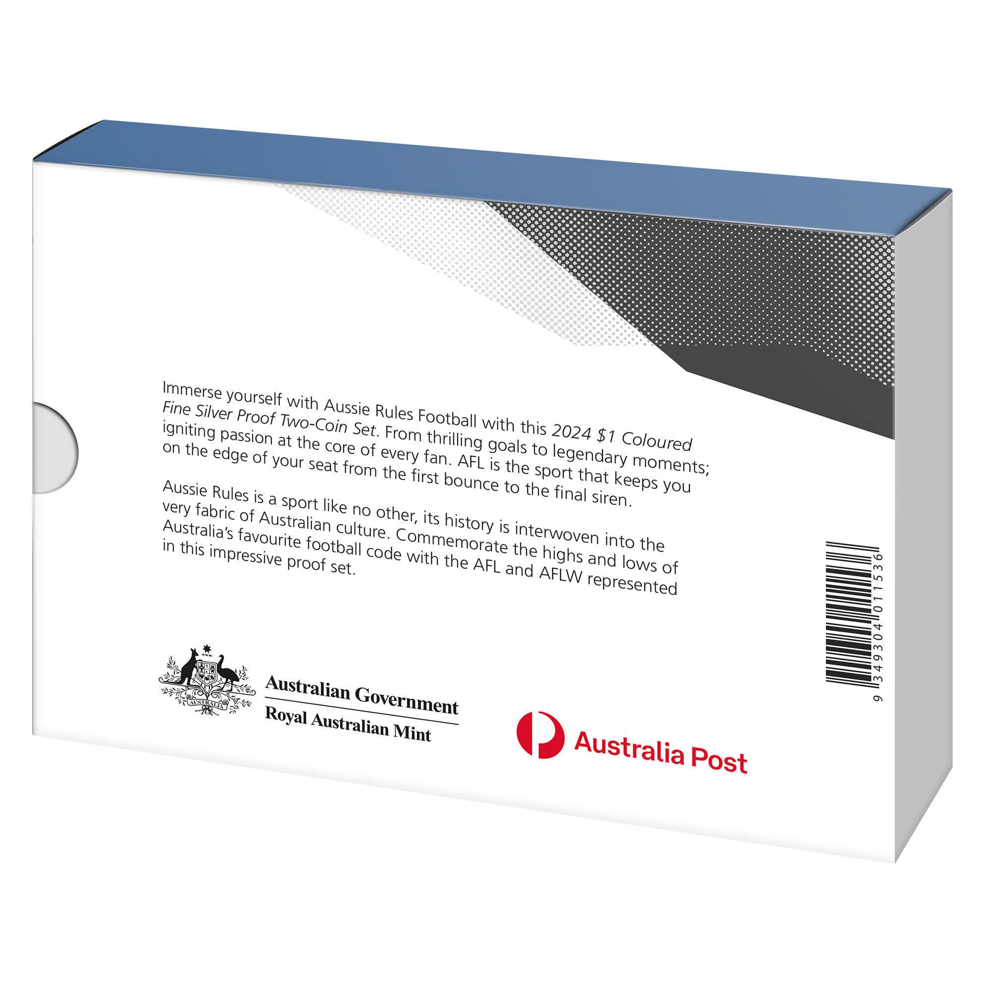 2024 $1 Australian Football League Silver Proof 2-Coin Set - Back of Box