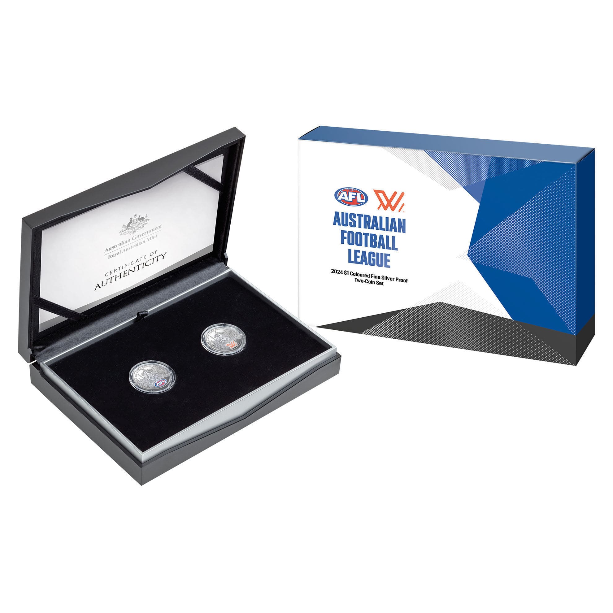 2024 $1 Australian Football League Silver Proof 2-Coin Set - Box Overview
