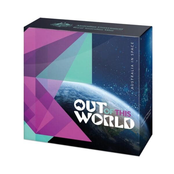 2024 $1 Out of this World - Australia In Space Silver ‘C’ Mintmark Proof Coin Front of Box