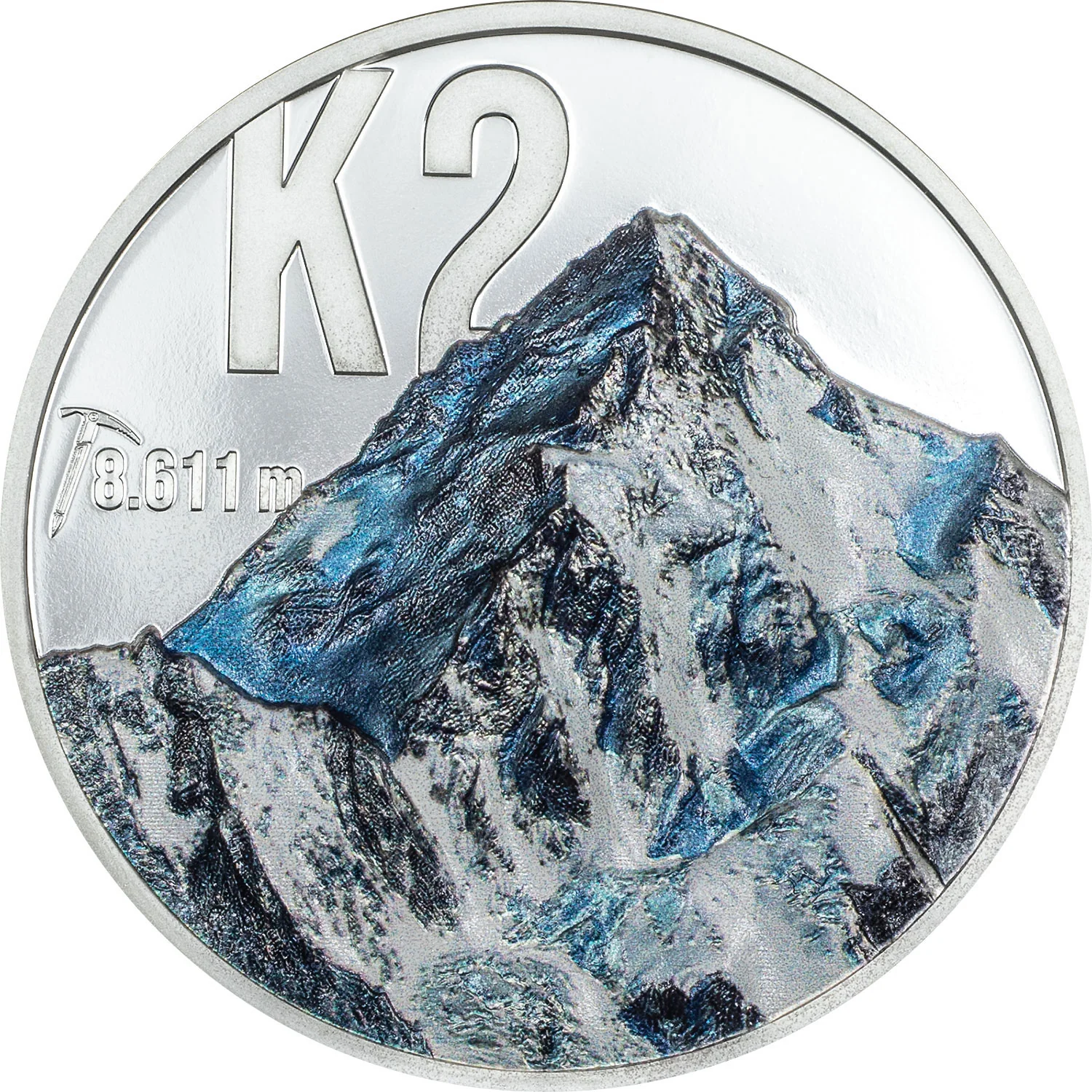 2024 $10 K2 Peaks 2oz Silver Ultra High Relief Coin - Reverse View
