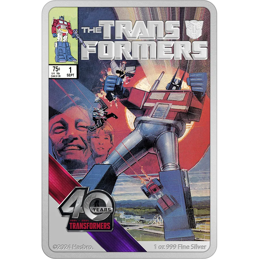 2024 $2 Transformers 40th Anniversary 1oz Silver Poster Coin Reverse View