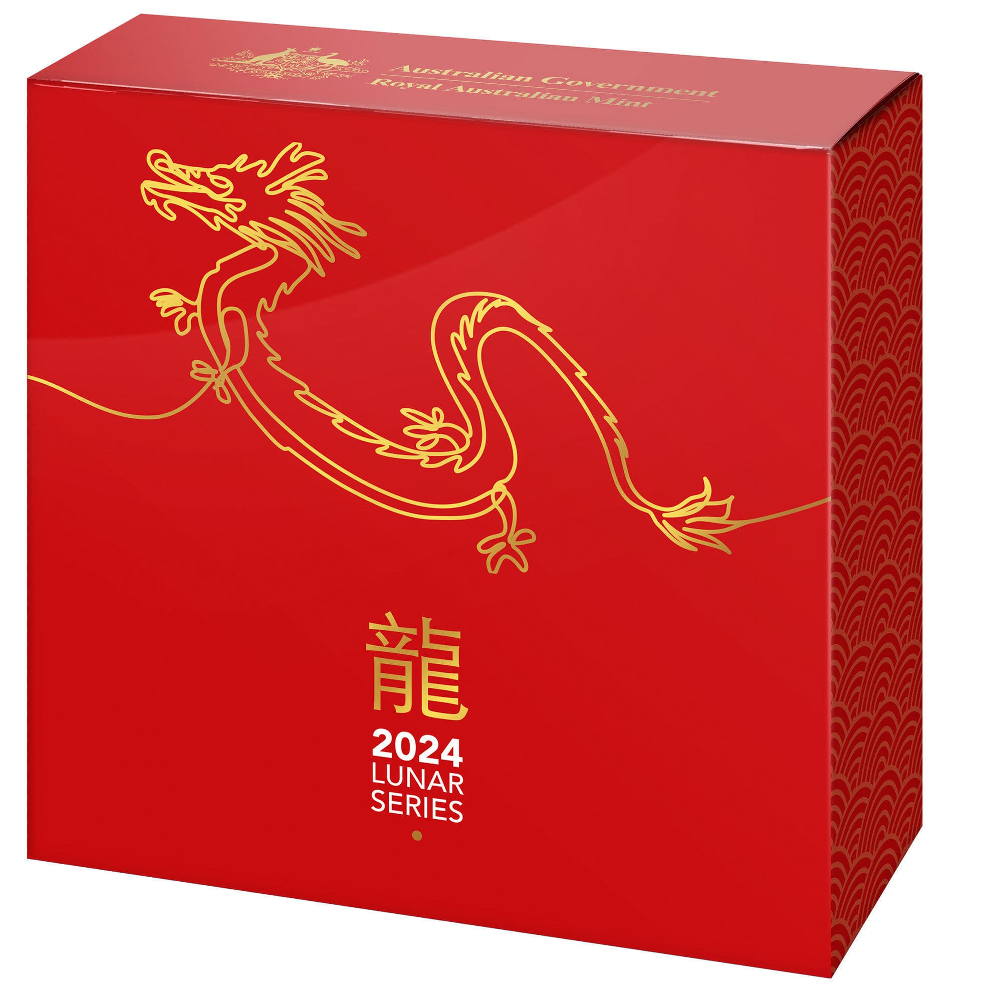 2024 $5 Lunar Series Year Of The Dragon 1oz Proof Coin Front of Box