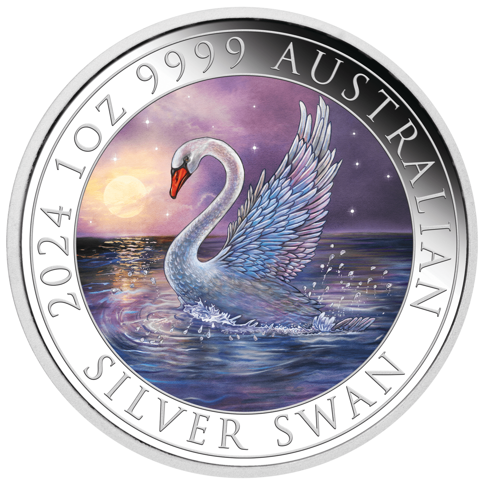 2024 Australian Swan 1oz Silver Coloured Coin Reverse View