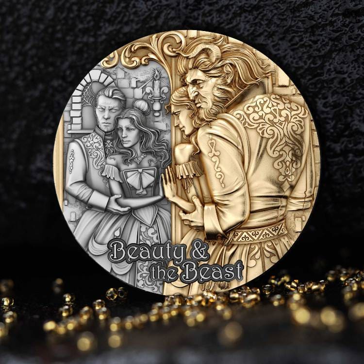 2024 Beauty And The Beast 2oz Silver Gilded Coin Reverse View 2