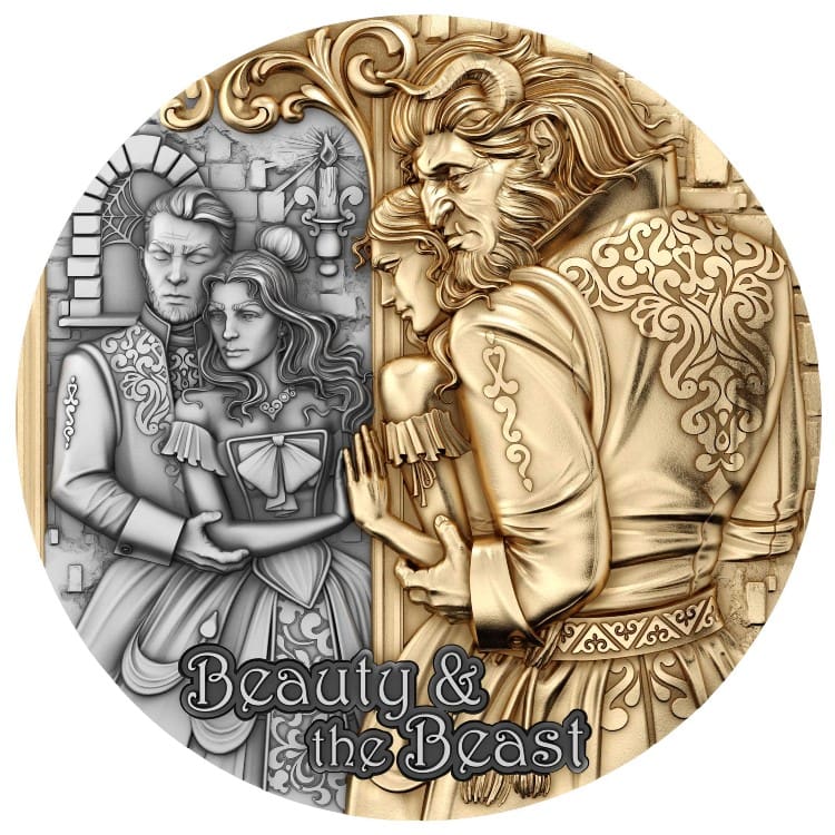 2024 Beauty And The Beast 2oz Silver Gilded Coin Reverse View