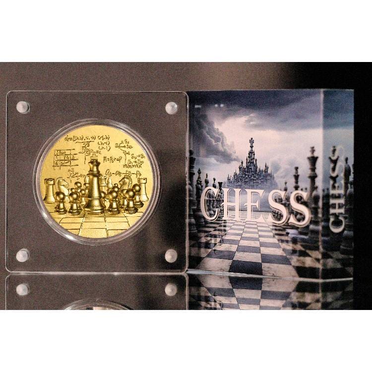 2024 International Chess 2oz Gilded Coin - Cased View