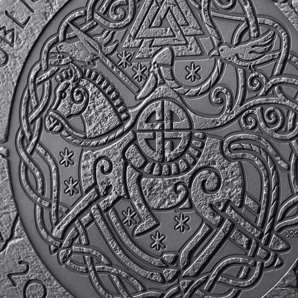2024 Ragnar Lothbrok - The Way to Valhalla 2oz Silver Antiqued Coin - Closeup Obverse View