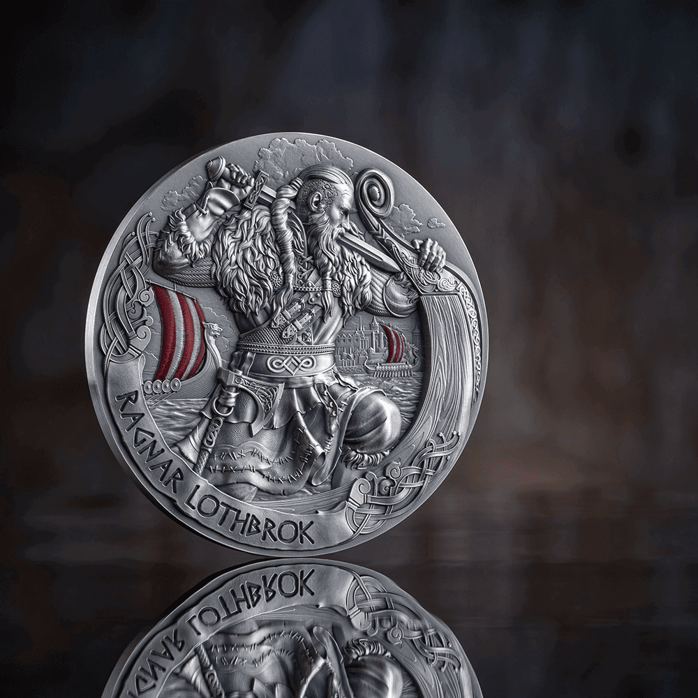 2024 Ragnar Lothbrok - The Way to Valhalla 2oz Silver Antiqued Coin Reverse View 2