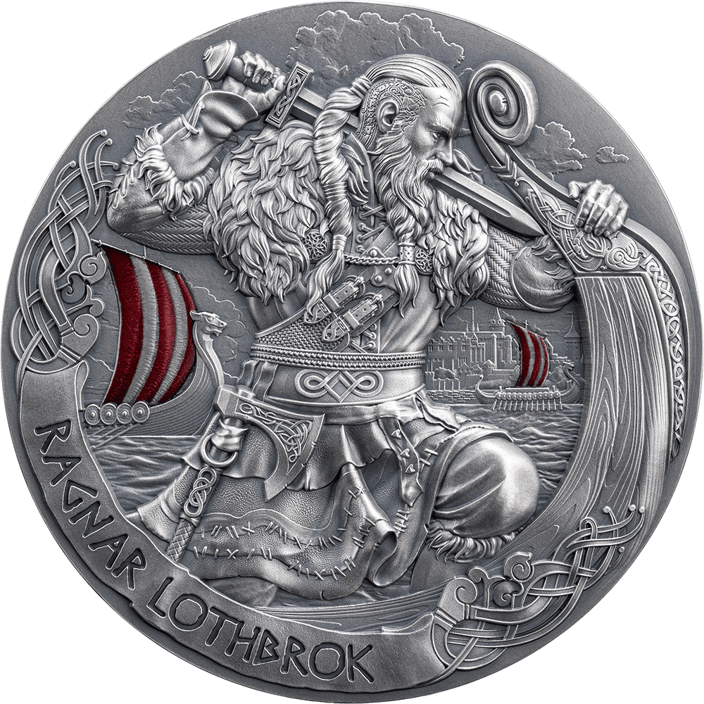 2024 Ragnar Lothbrok - The Way to Valhalla 2oz Silver Antiqued Coin - Reverse View