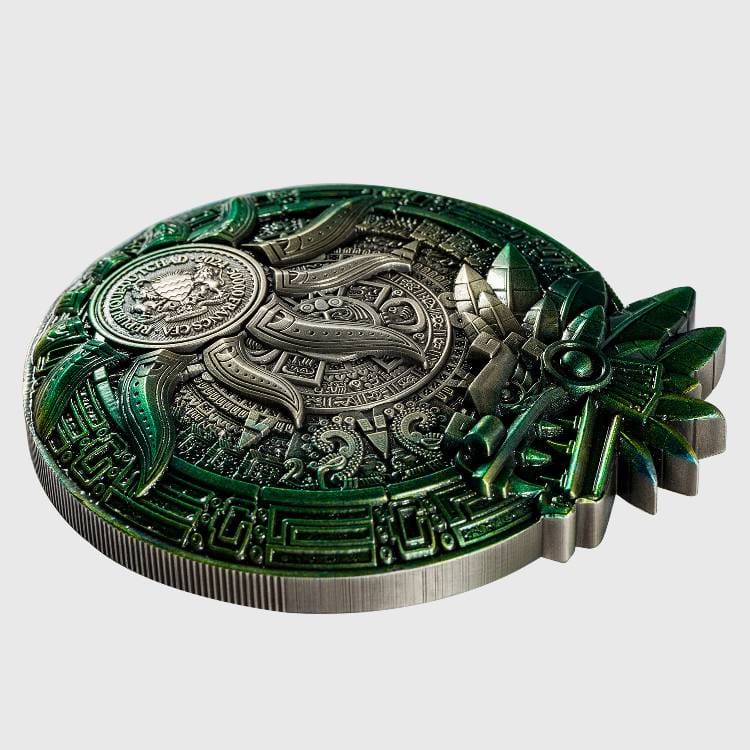 2024 The Feathered Serpent - Quetzalcoatl 10oz Silver Coin Tilted Obverse View