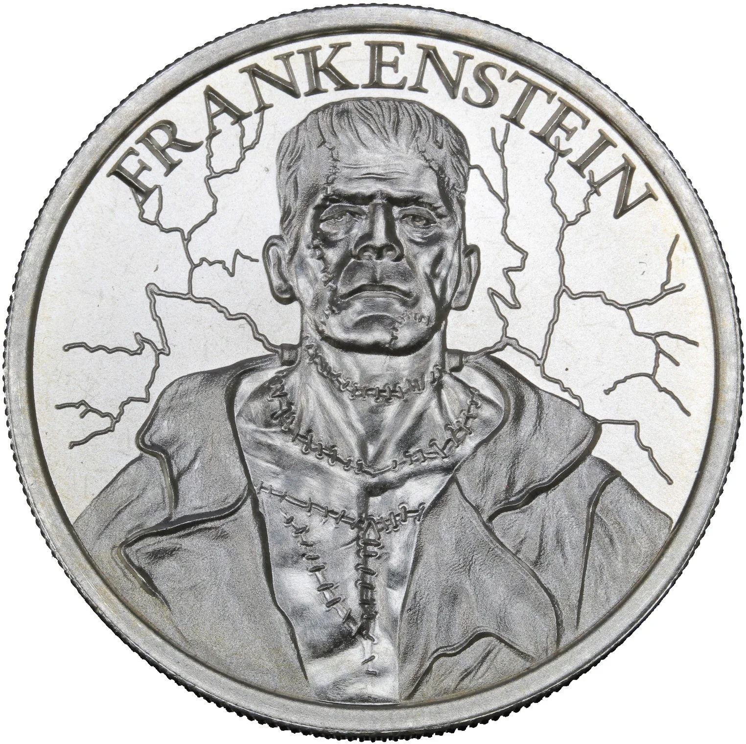 Frankenstein - Vintage Horror Series 2oz Silver Bullion Round Reverse View