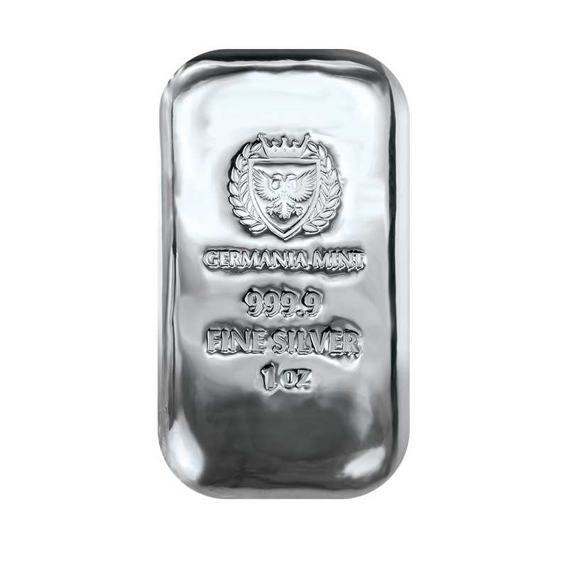 Germania Mint 1oz Silver Bullion Cast Bar - Front of Bar