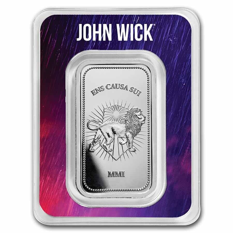 John Wick 1oz Silver Continental Bullion Bar (TEP) Front of Case