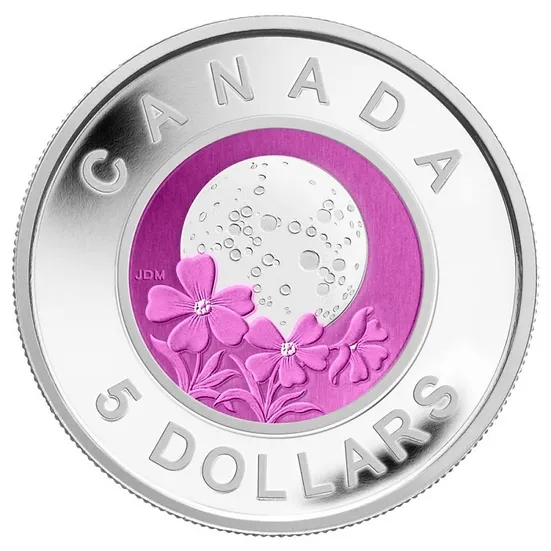 2012 $5 Full Pink Moon Sterling Silver and Niobium Coin - Obverse View