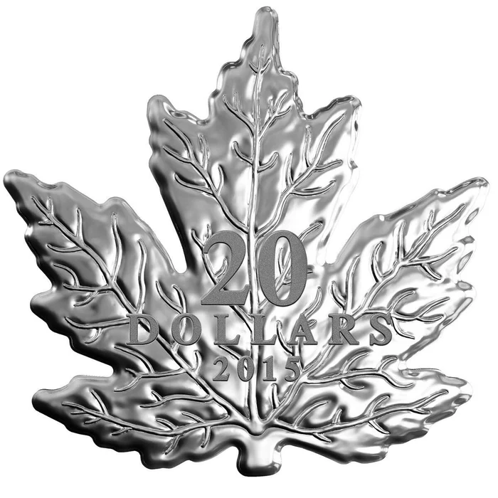 2015 $20 The Canadian Maple Leaf 1oz Silver Coin - Reverse View