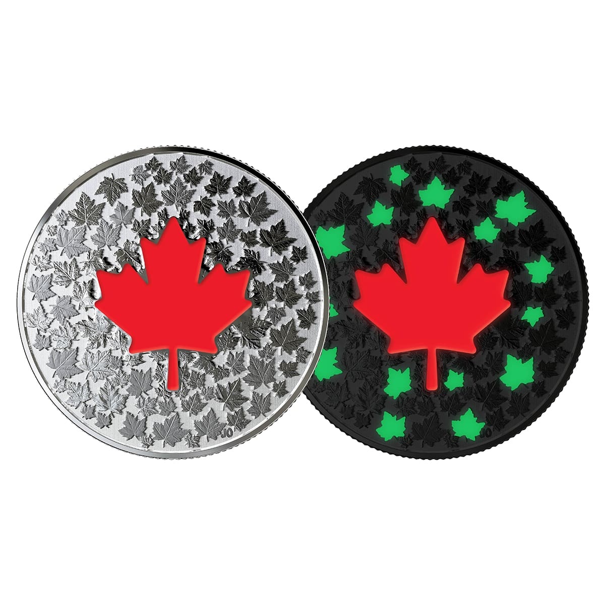 2018 $5 Hearts Aglow 1:4oz Silver Glow In The Dark Coin - Reverse View