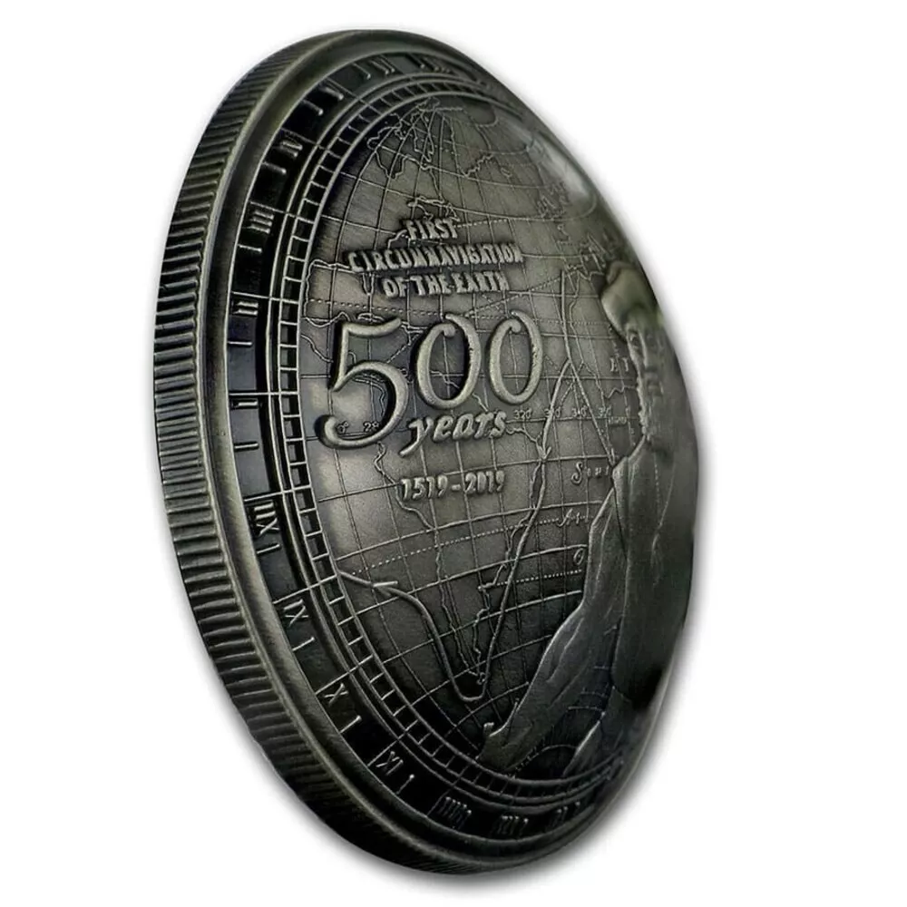 2019 $2 First Circumnavigation Of The Earth - 500th Anniversary Silver Coin - Side View