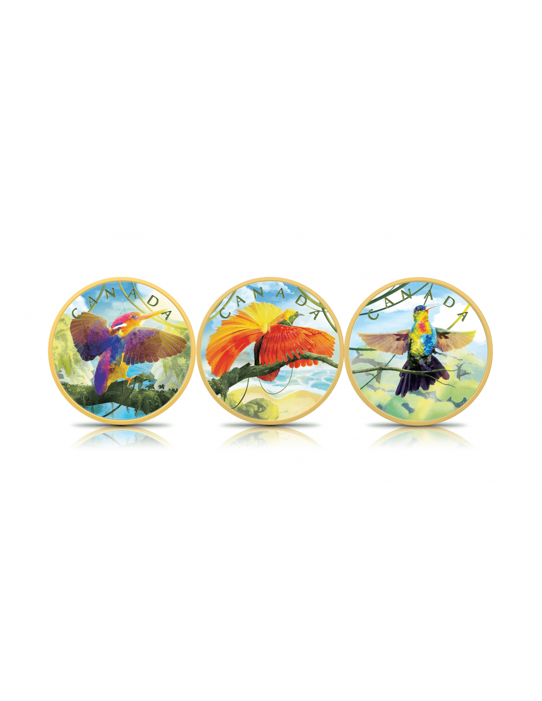2022 $5 Colours of Paradise 3 x 1oz Silver Maple Leaf Coin Set - Reverse Views