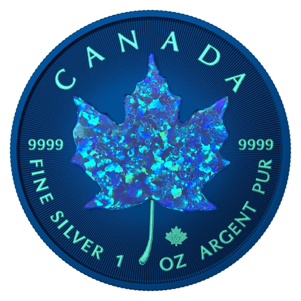2022 $5 Opal Maple Leaf - 3D Series 1oz Silver Coin - Reverse View