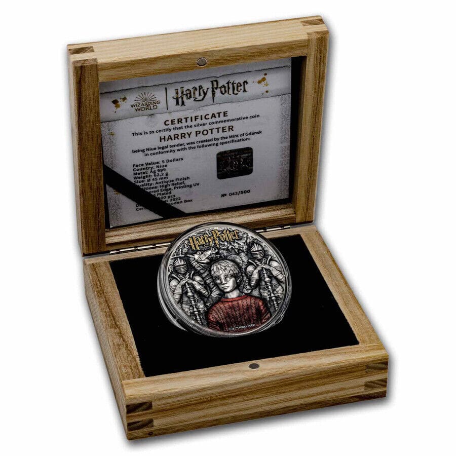 2022 Harry Potter and the Philosopher's Stone 2oz Silver Coin - Case Open View