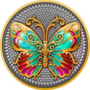 2023 $5 Butterfly 2oz Silver Gilded Diamond Inset Coin