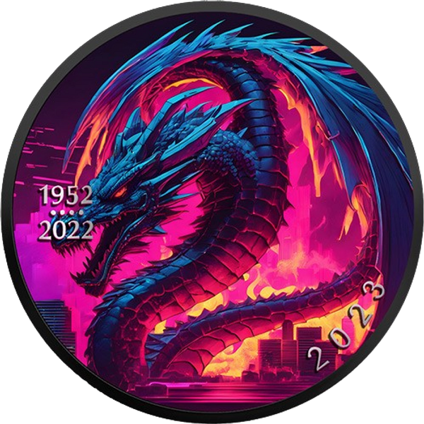 2023 $5 Cyberpunk Dragon 1oz Silver Maple Leaf Coin Reverse View