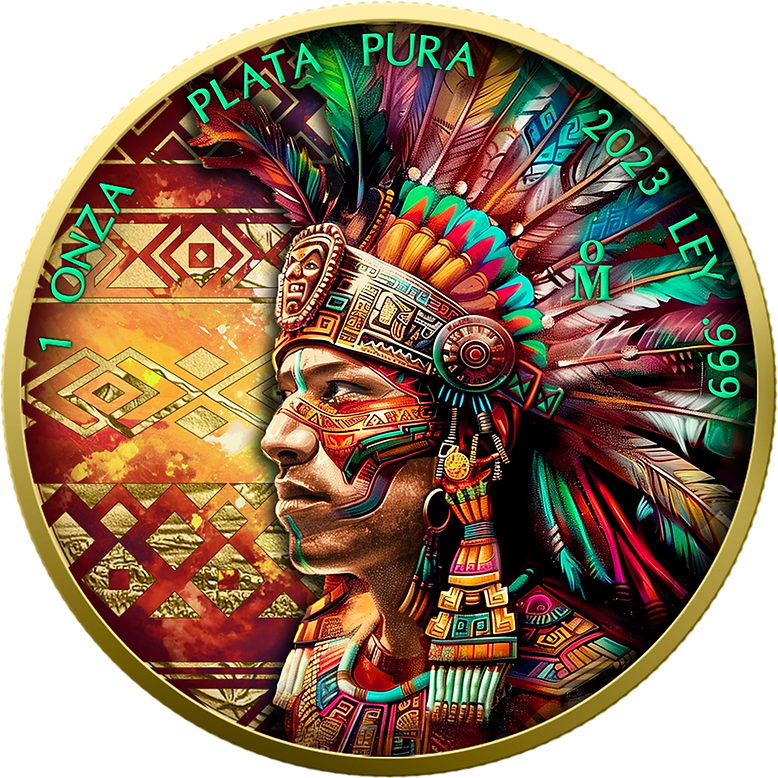 2023 Aztec Men - Aztec Empire Series 1oz Silver Libertad Coin - Reverse View