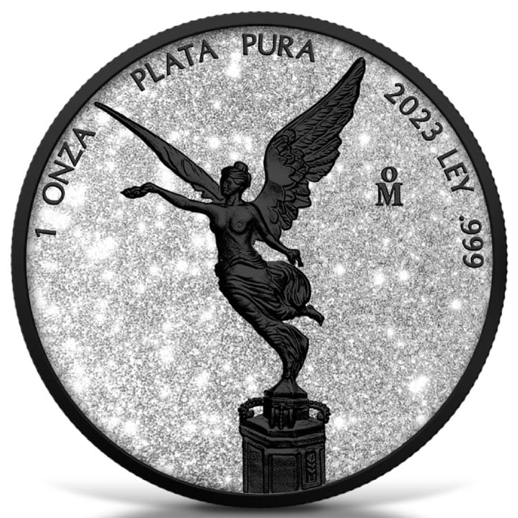 2023 Diamond Dust & Black Platinum 1oz Silver Libertad Coin - Reverse View