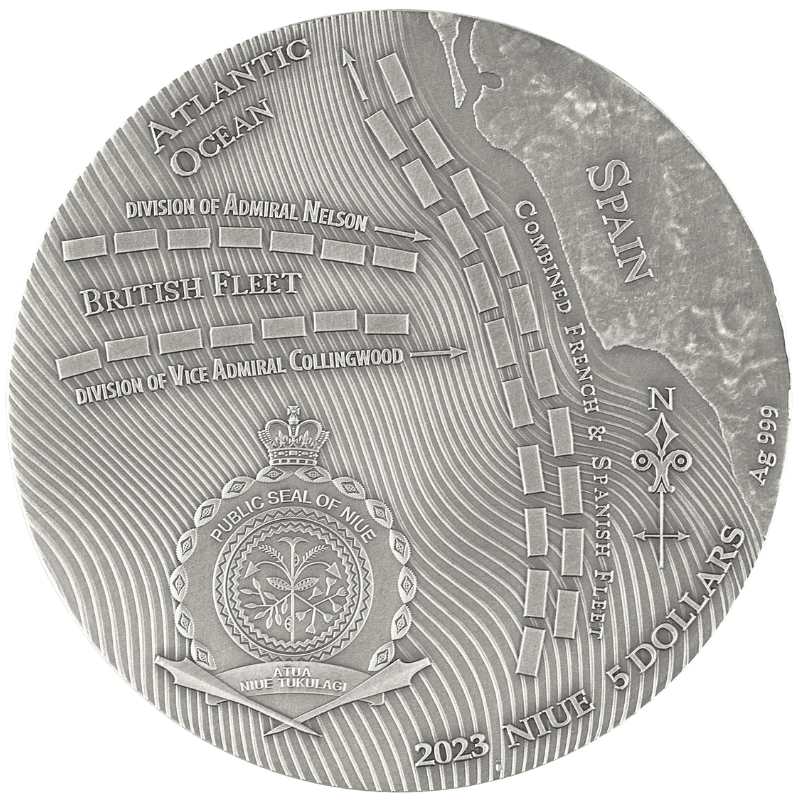 2024 $5 Battle Of Trafalgar - Sea Battles 2oz High Relief Silver Coin - Obverse View