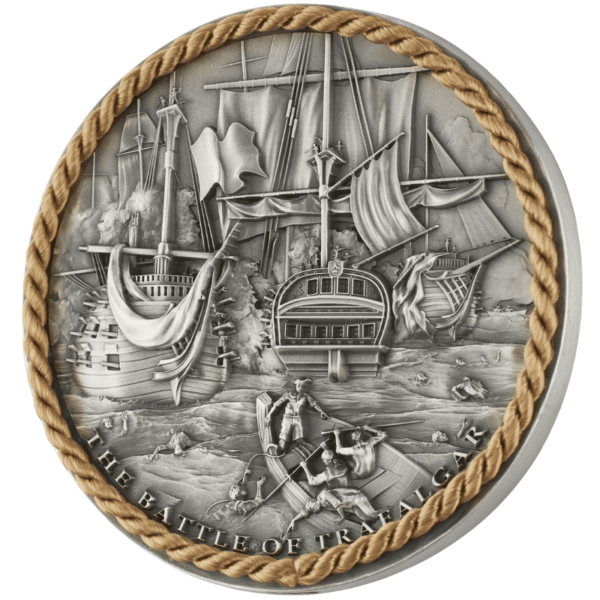 2024 $5 Battle Of Trafalgar - Sea Battles 2oz High Relief Silver Coin - Reverse View