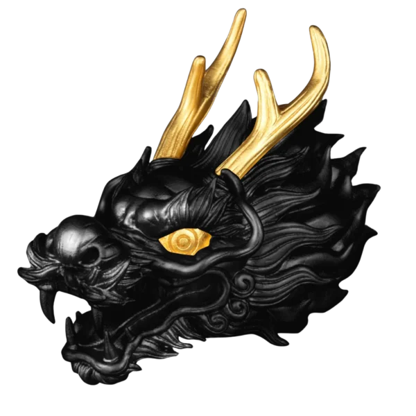 2024 $5 Dragon Head 3oz Silver 3D Black Ruthenium & Gilded Coin - Side View 2