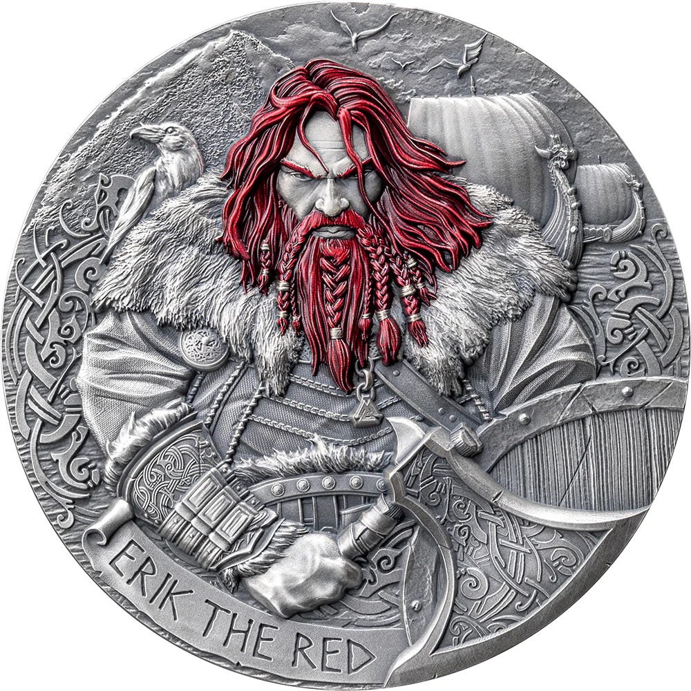 2024 Erik The Red - The Way To Valhalla 2oz Silver Antiqued Coin - Reverse View