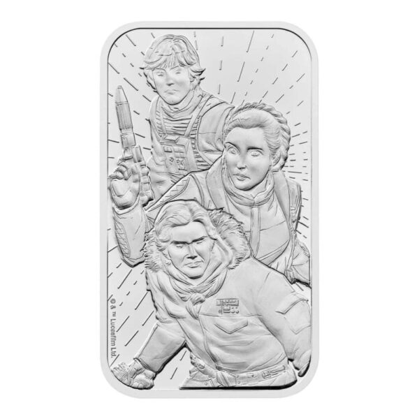 2024 Star Wars 1oz Silver Cast Bullion Bar - Back of Bar - Stock Image